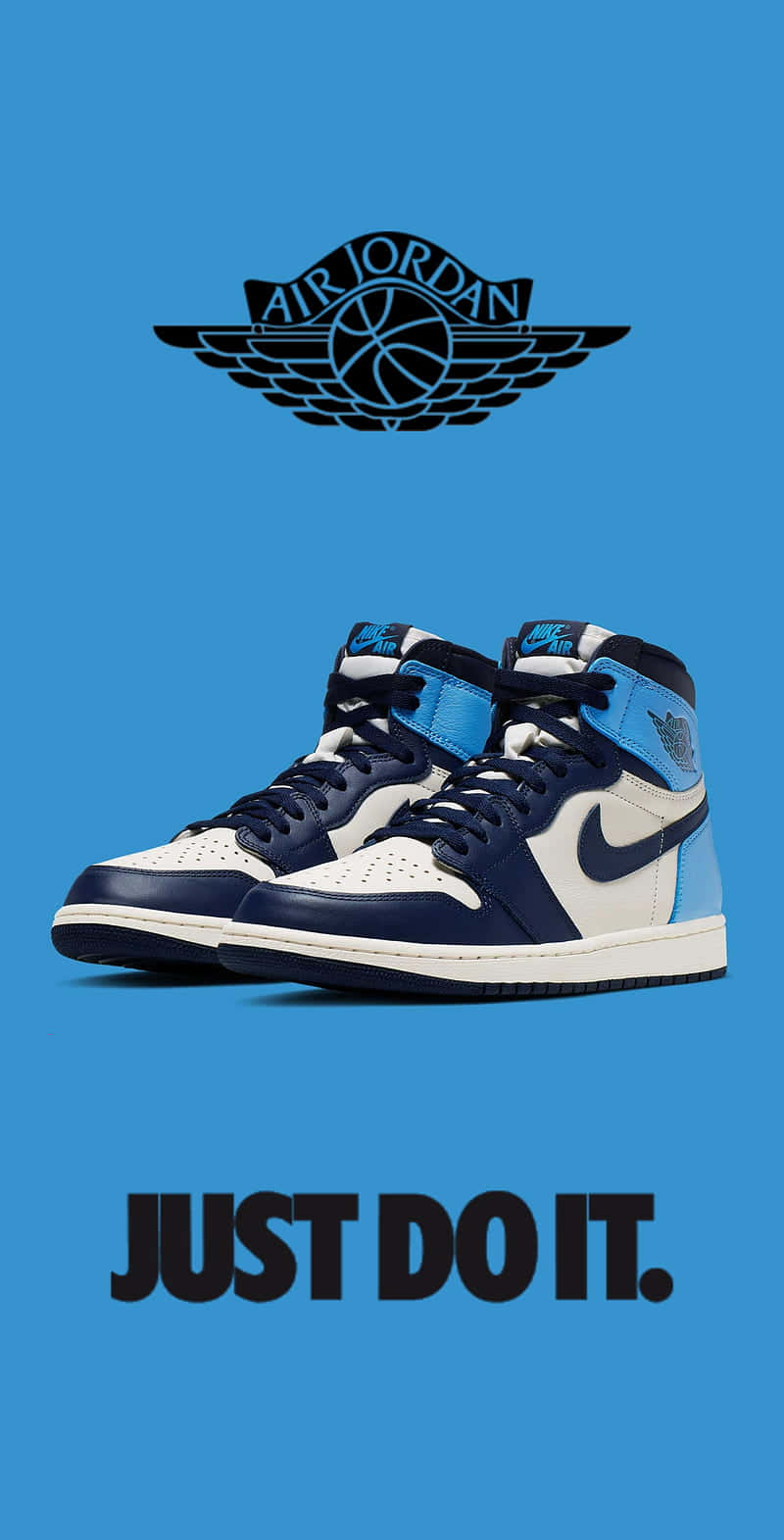 Embrace The Sneaker Culture With Blue And White Nike Jordan Air Shoes Wallpaper