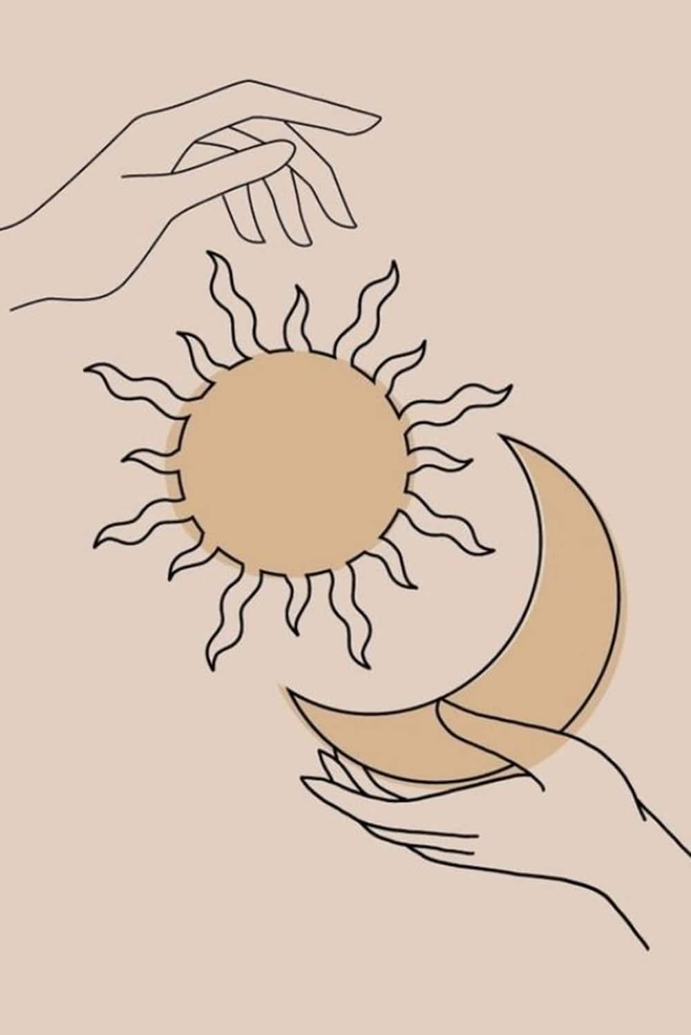 Embracing Duality – Tranquil Sun And Moon Aesthetic Wallpaper