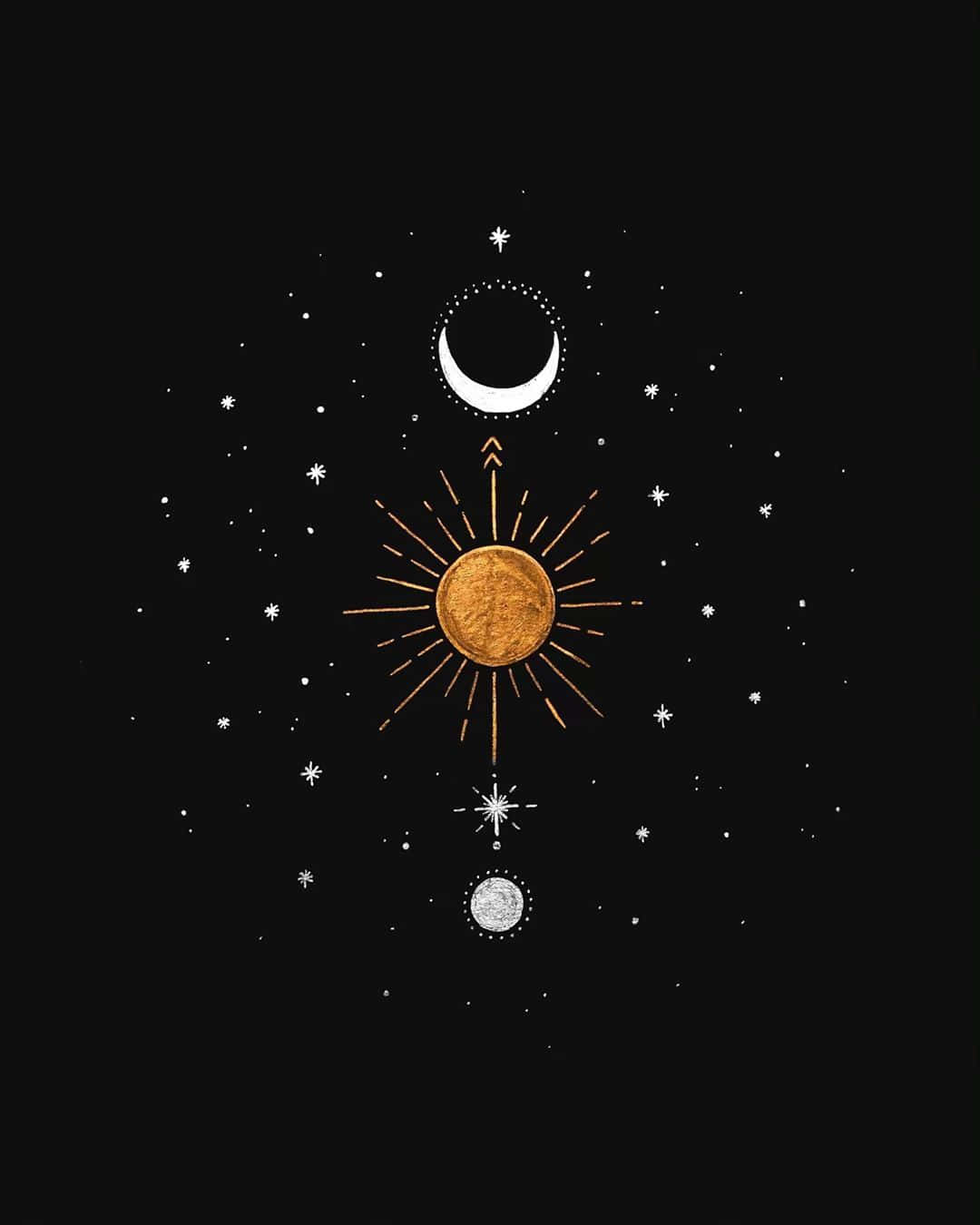 Embracing The Cosmic Dance: Sun And Moon Aesthetic Wallpaper