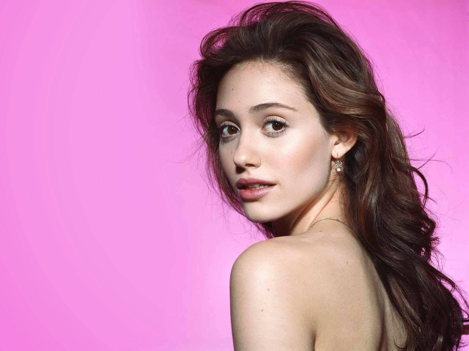 Emmy Rossum On Pink Wallpaper