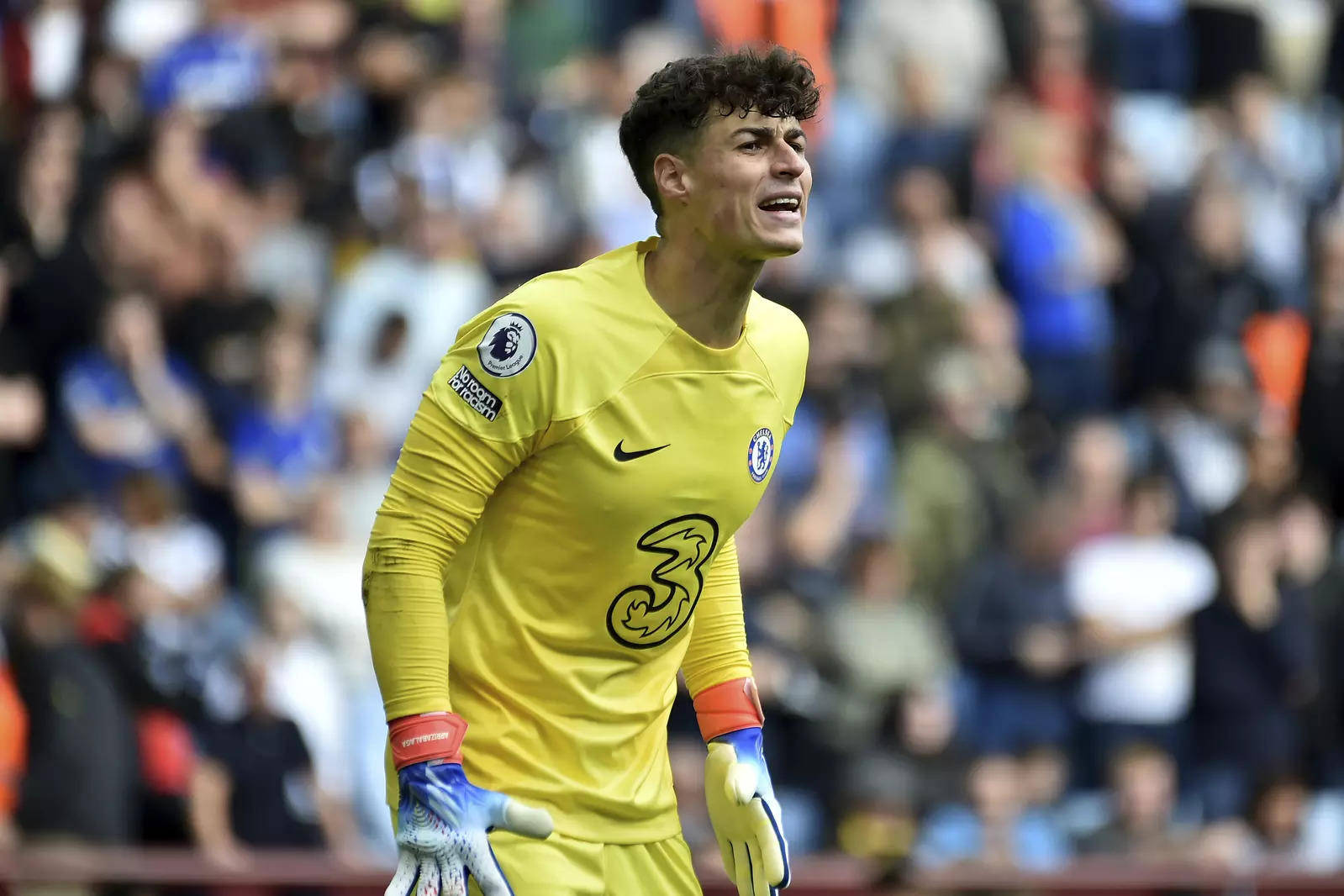 Emotional Kepa Arrizabalaga Shouting On The Field Wallpaper