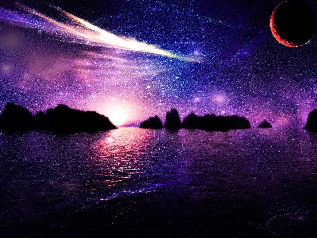 Enchanting Space Lake Sky View Wallpaper