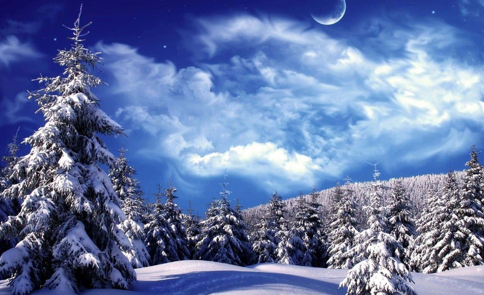 Enchanting Winter Wonderland Scene Wallpaper