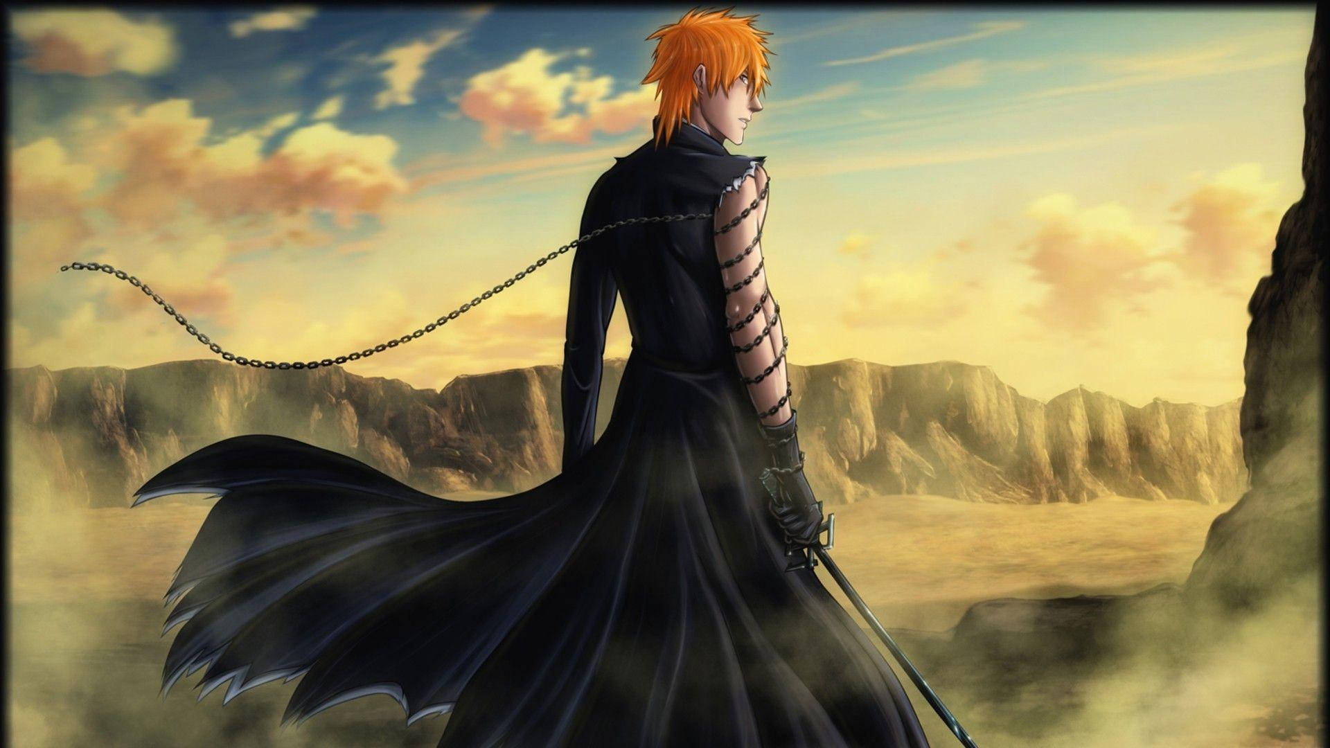 Engaging Battle With Swordsmen In Bleach Anime Series Wallpaper