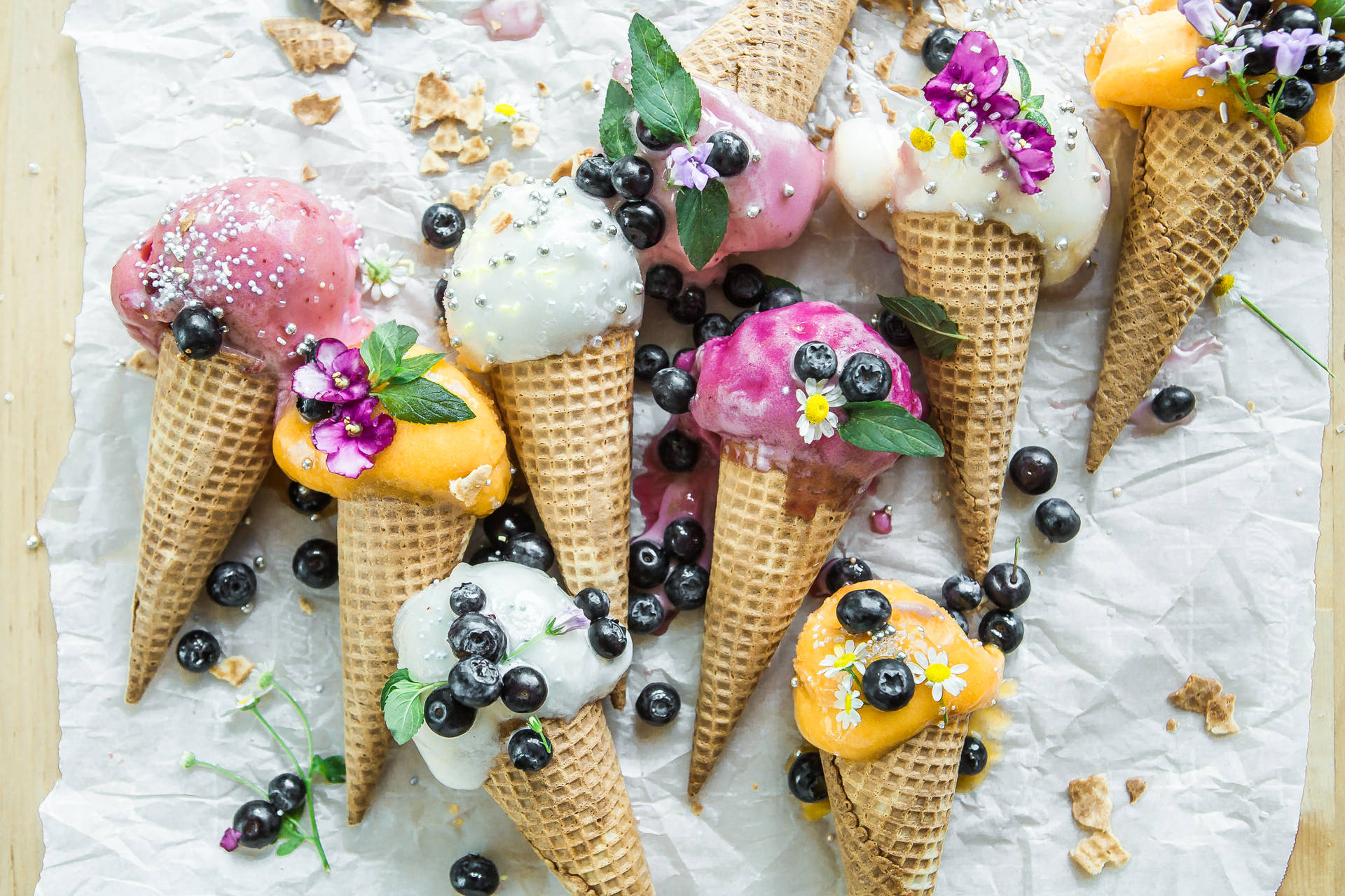 Enjoy A Summer Delight: Fresh Ice-cream Scoops Wallpaper
