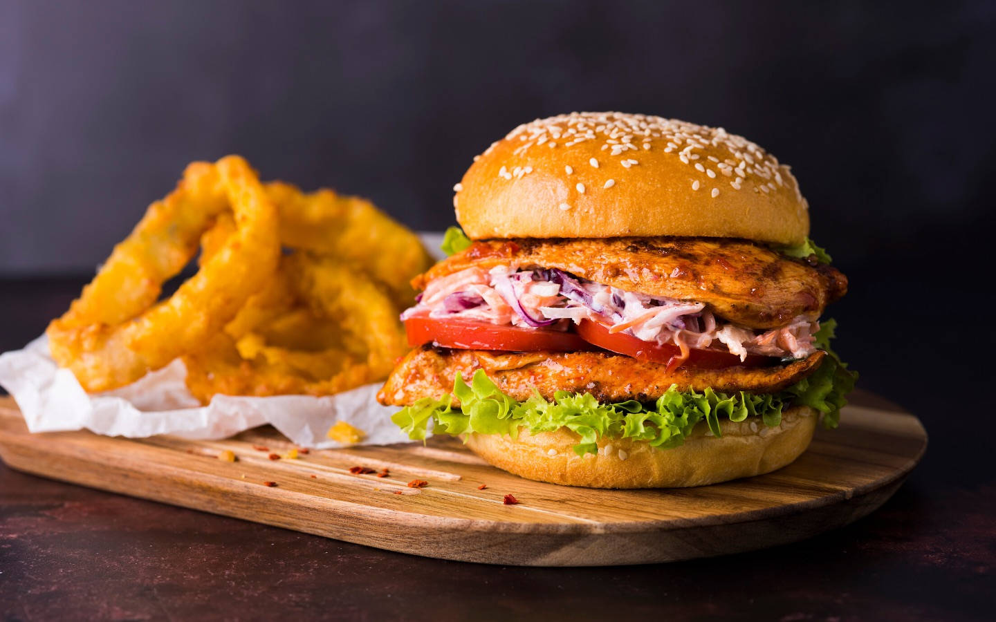 Enjoy The Spicy Kick - Tantalizing Peri Peri Chicken Burger Meal. Wallpaper