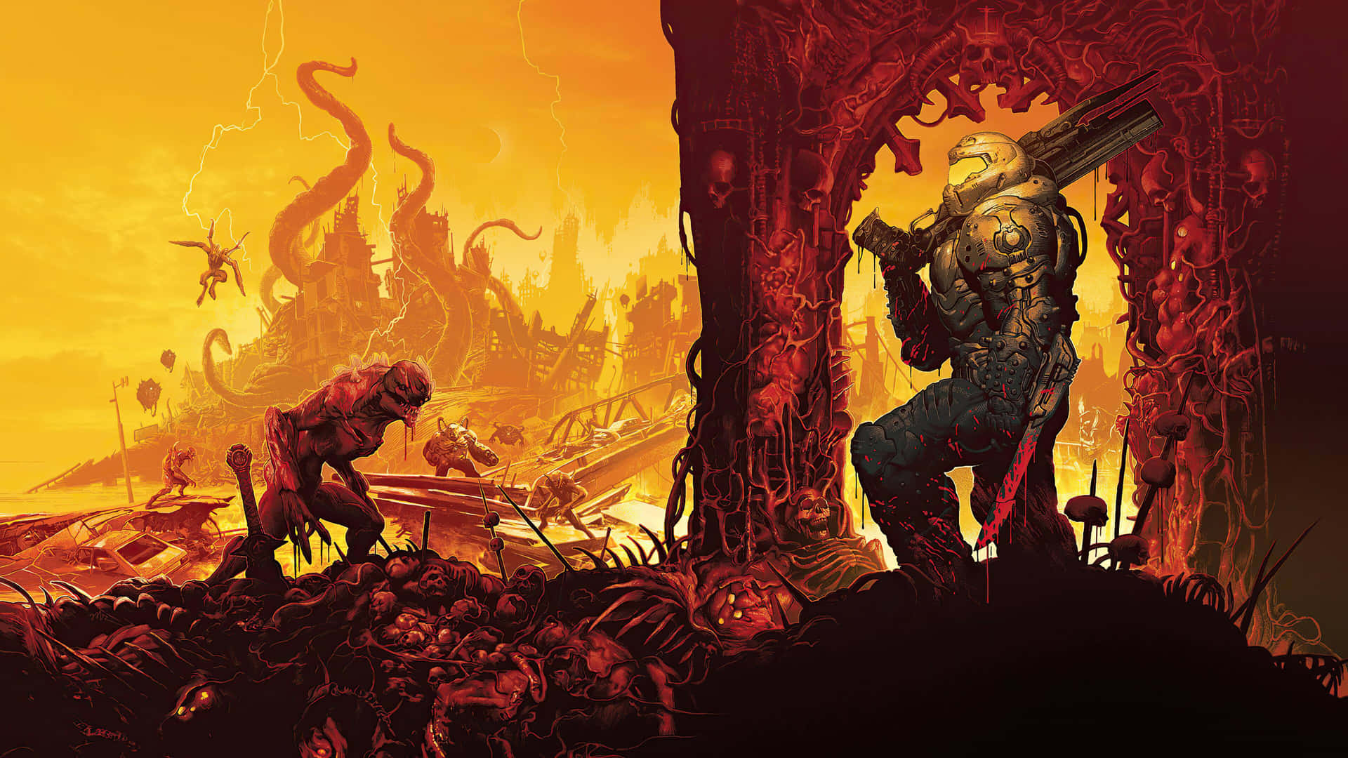 Enter The Doom's Dark Maze As The Slayer Wallpaper