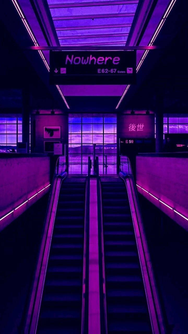 Escalator Dark Purple And Black Wallpaper