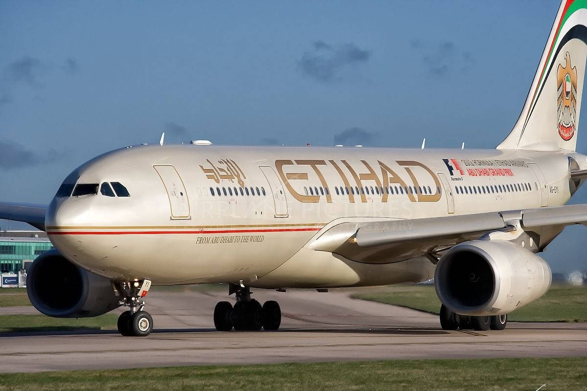 Etihad Airplane On Airport Runway Wallpaper