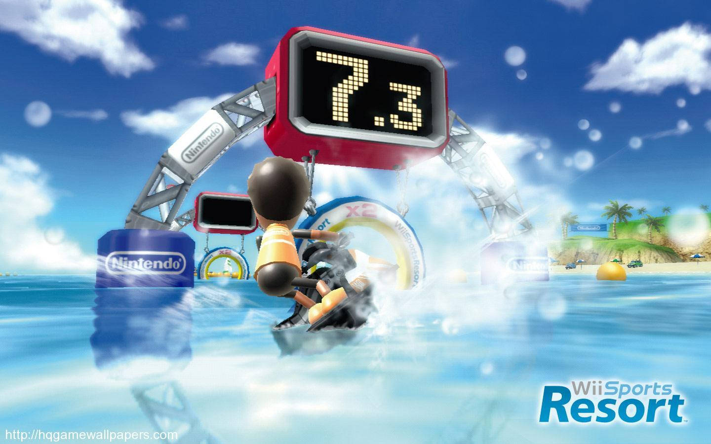 Exhilarating Wakeboarding Scene On Wii Sports Resort Wallpaper