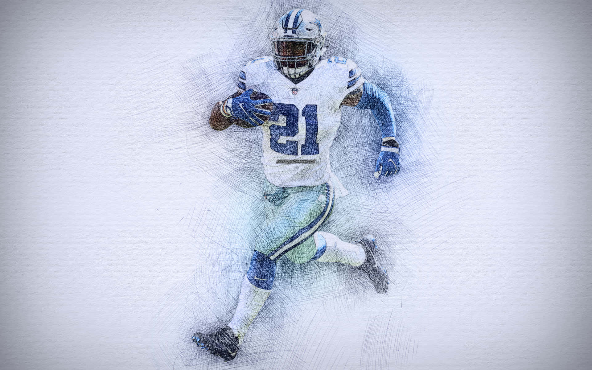 Ezekiel Elliott Running With The Ball. Wallpaper