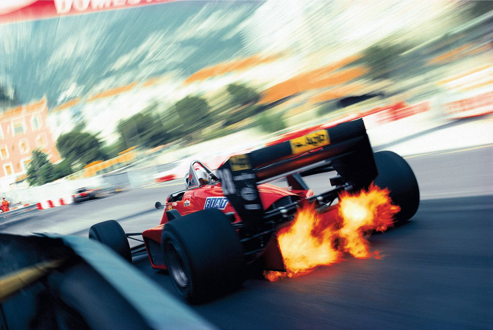 F1 Racing Car Exhaust Flames Wallpaper