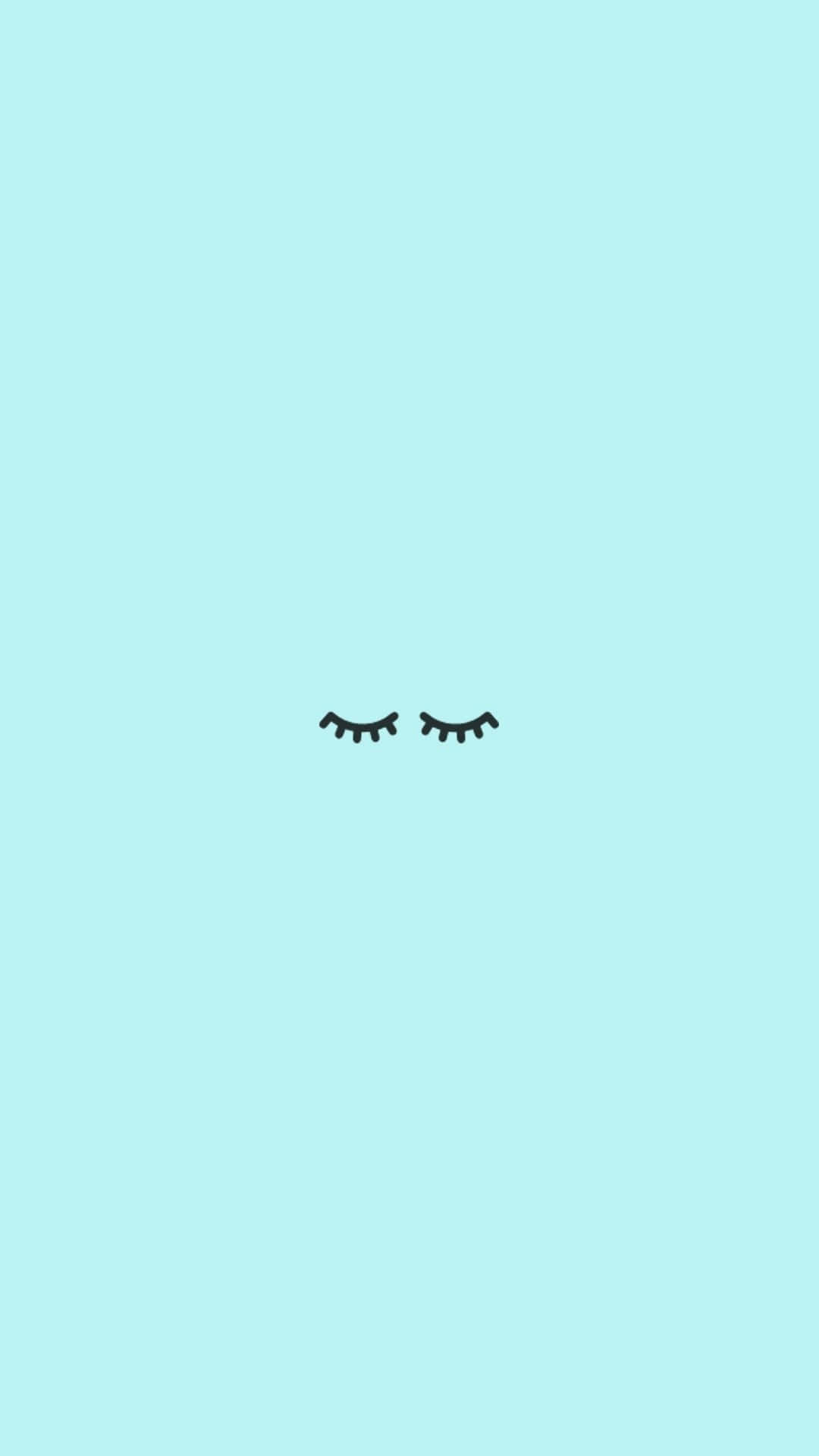 Fabulous Cute Iphone Teal Close Eyes Illustration Wallpaper