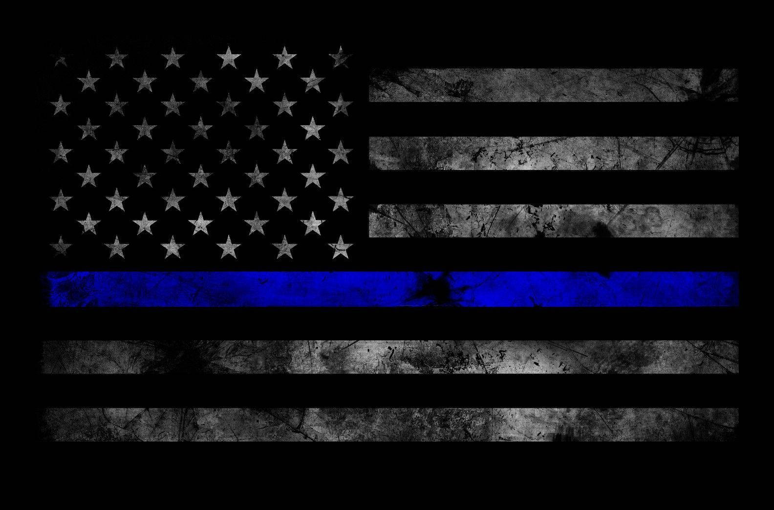 Faded Thin Blue Line Us Flag Wallpaper