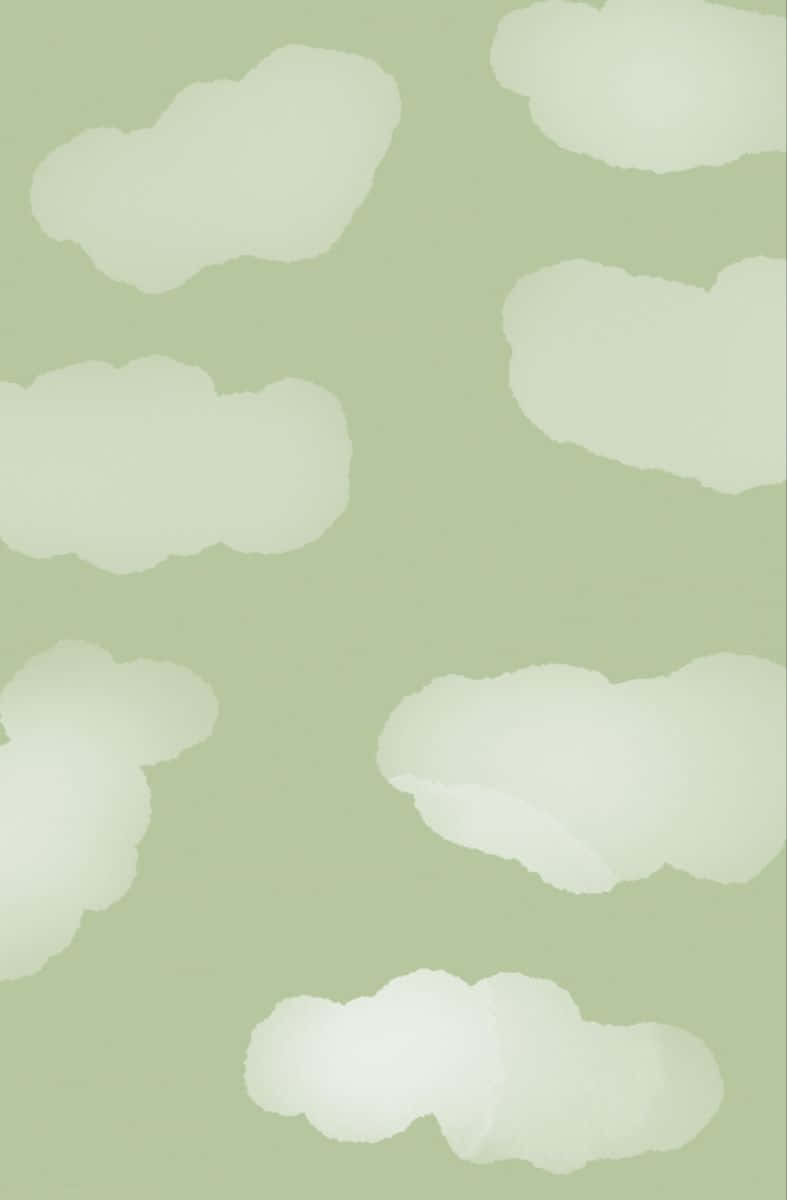 Faint White Clouds On A Cute Sage Green Surface Wallpaper