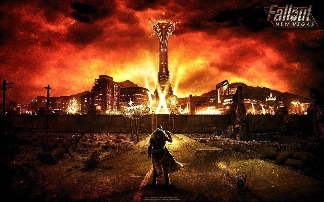 Fallout New Vegas Bright Orange City Wallpaper