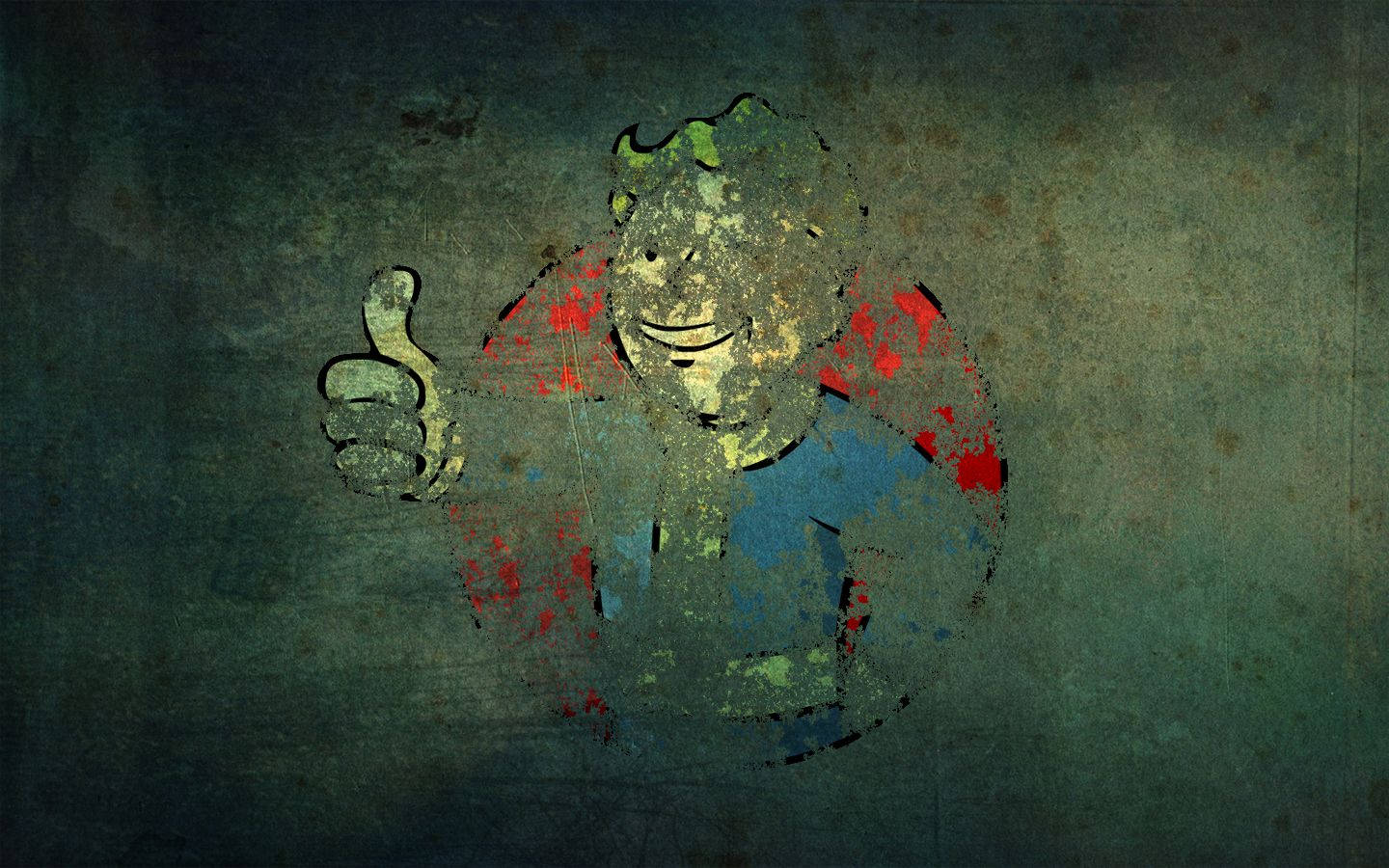Fallout Vault Boy Scratched Wallpaper