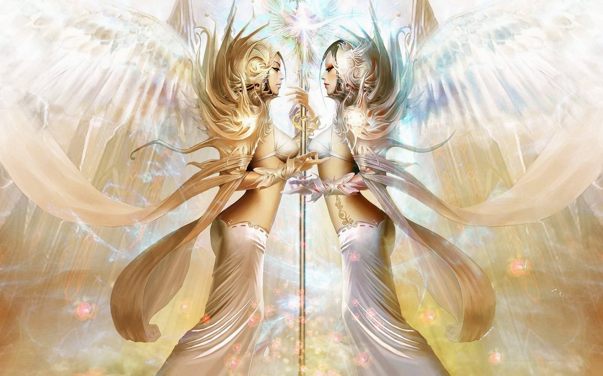 Fantasy Art Glowing Angels Wallpaper
