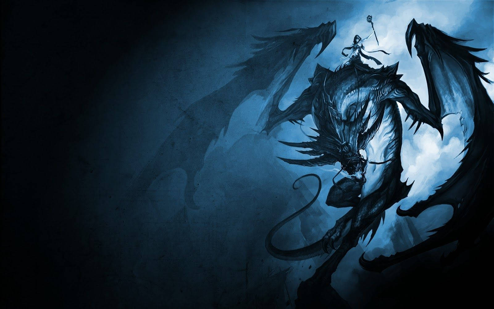 Fantasy Night Blue Dragon Wallpaper