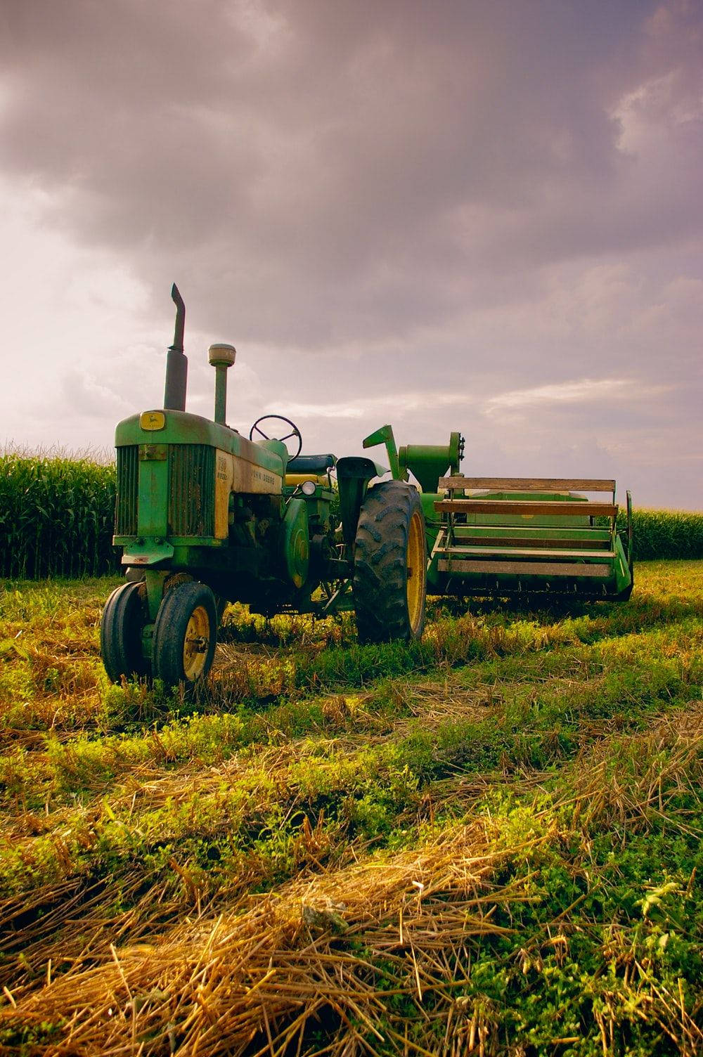 Farmer Green Wheat Thresher Wallpaper