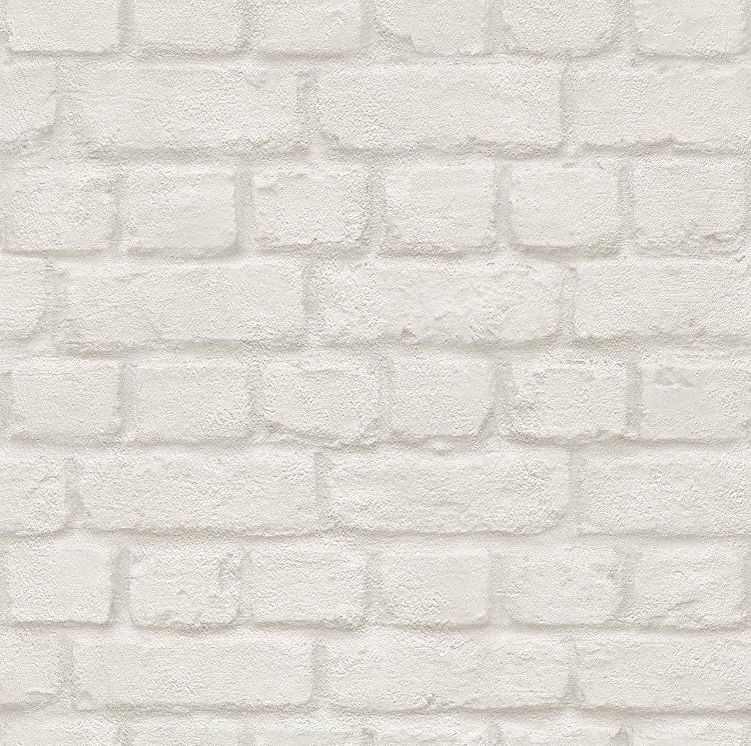 Faux Plastered White Brick English Bond Wallpaper