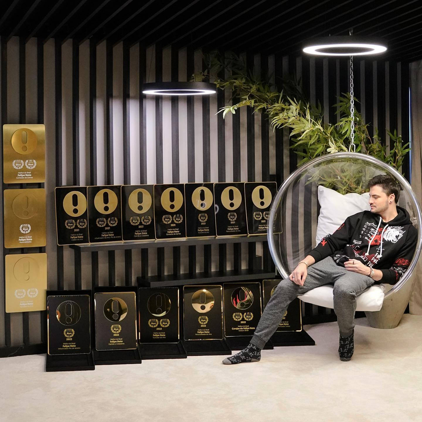 Felipe Neto Triumphantly Flaunting His Trophies Wallpaper