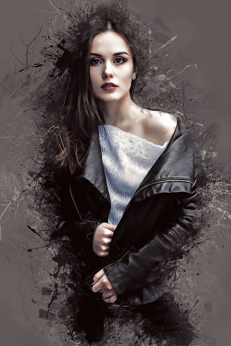 Female Model With Graphic Art Wallpaper