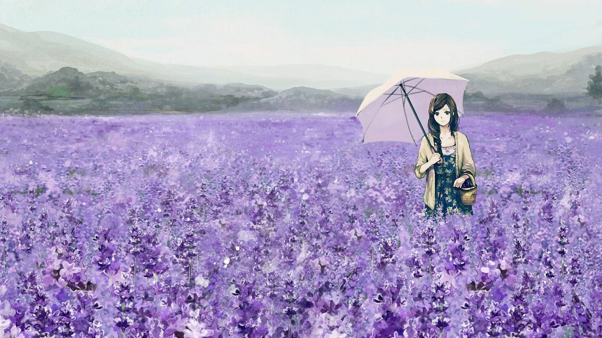 Fields Of Cute Purple Lavenders Wallpaper