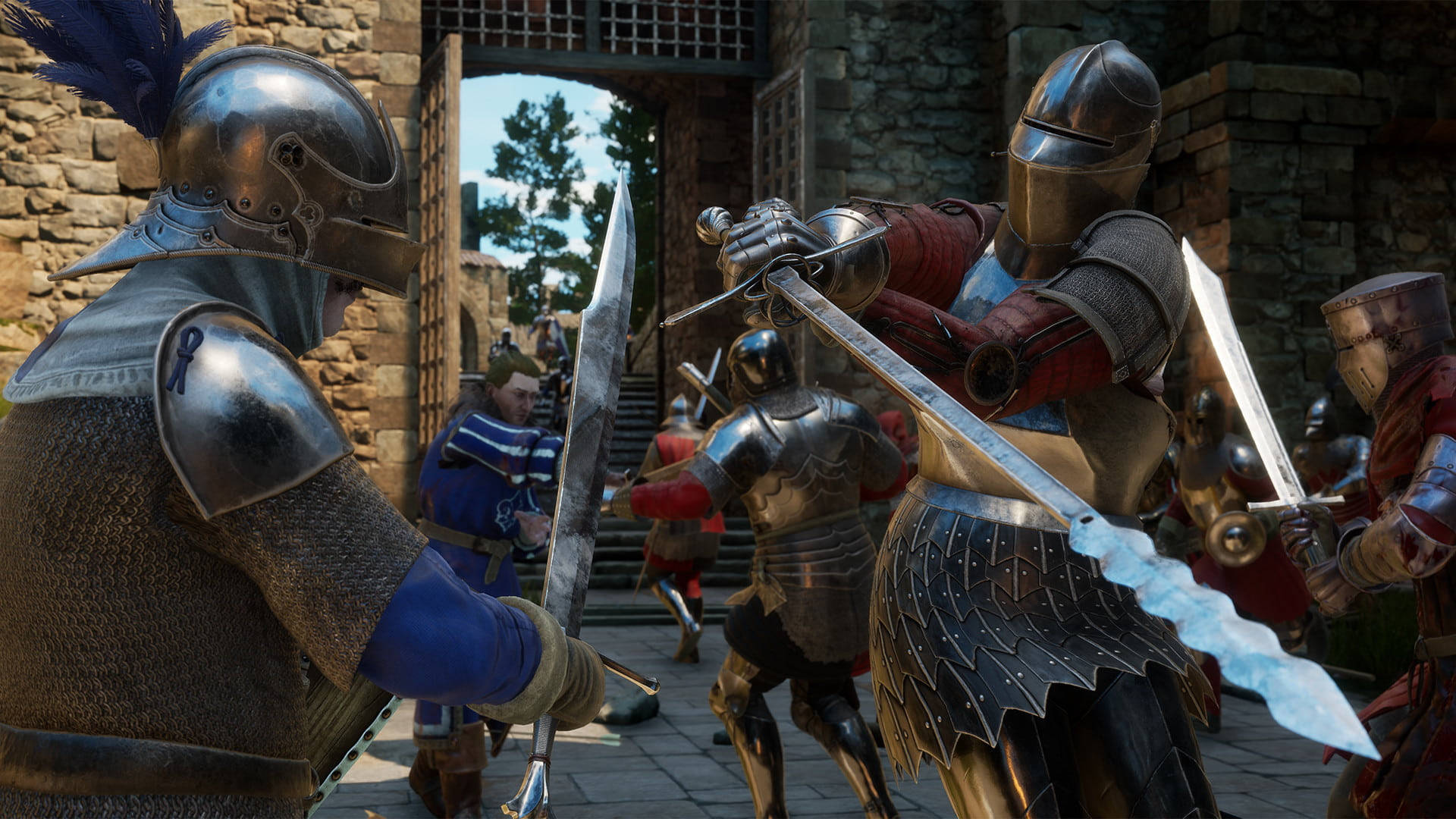 Fierce Combat Fighting Mordhau Knights Wallpaper