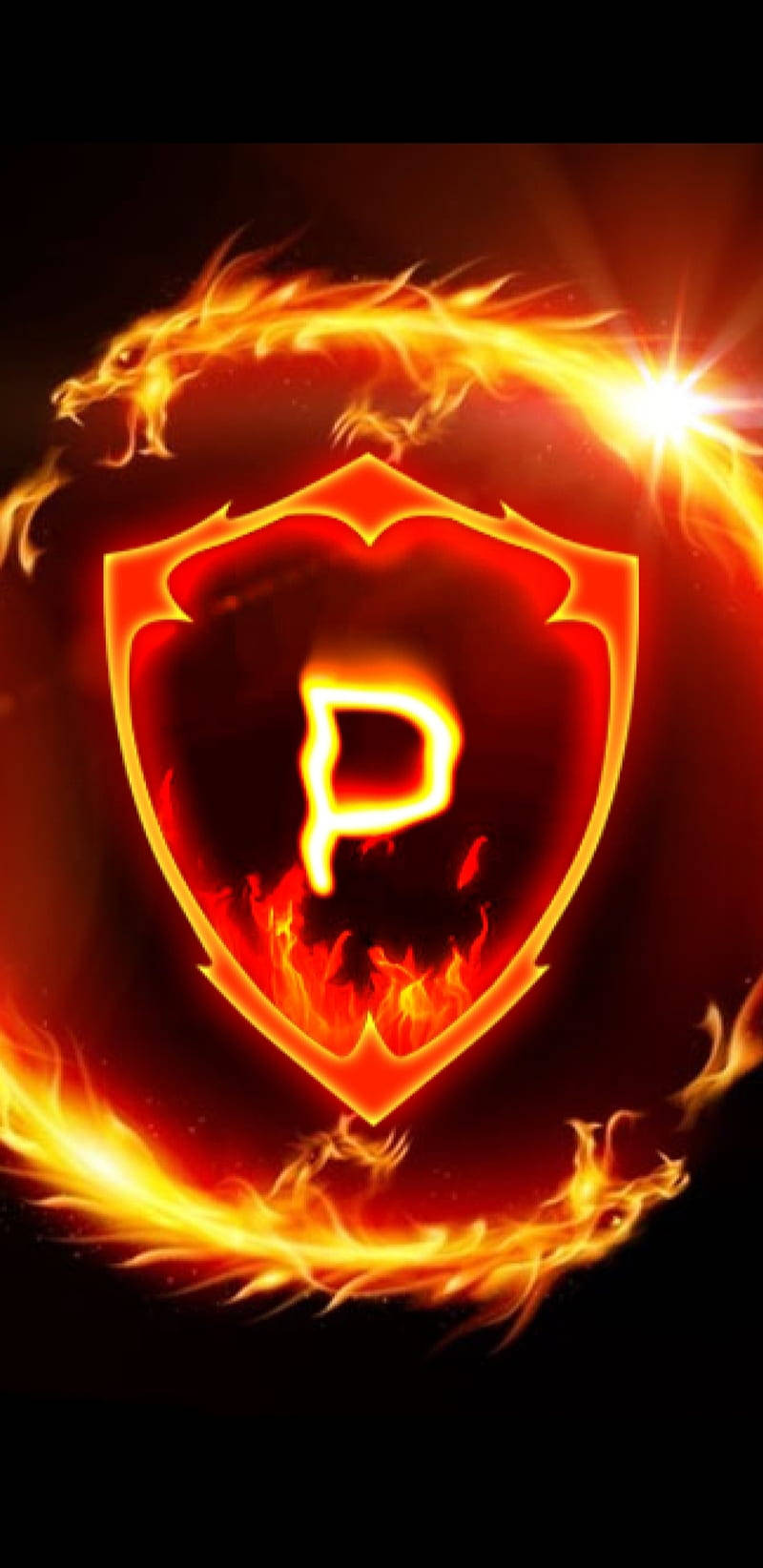 Fiery Dragon Letter P Wallpaper