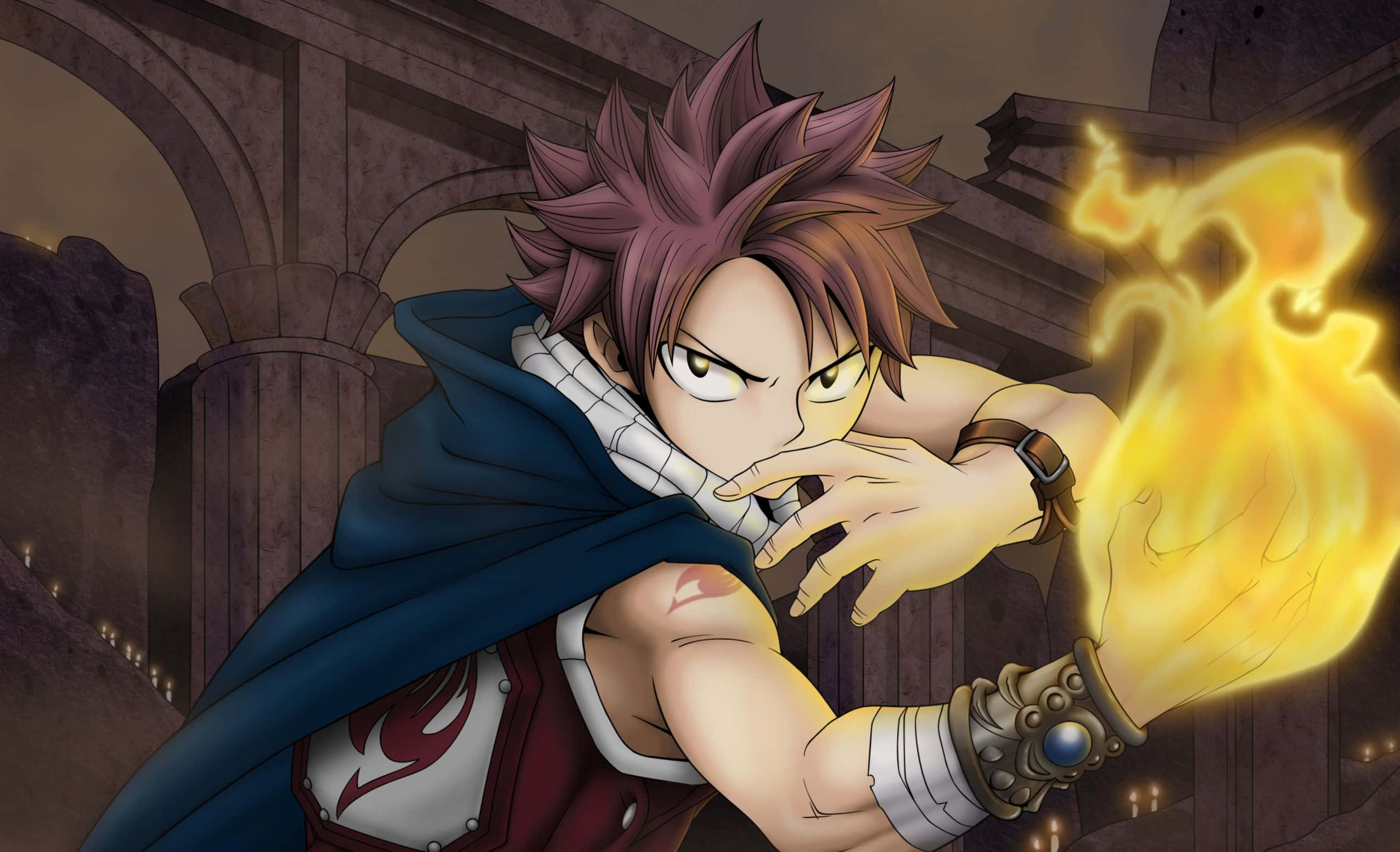 Fiery Natsu Dragneel In Action Wallpaper