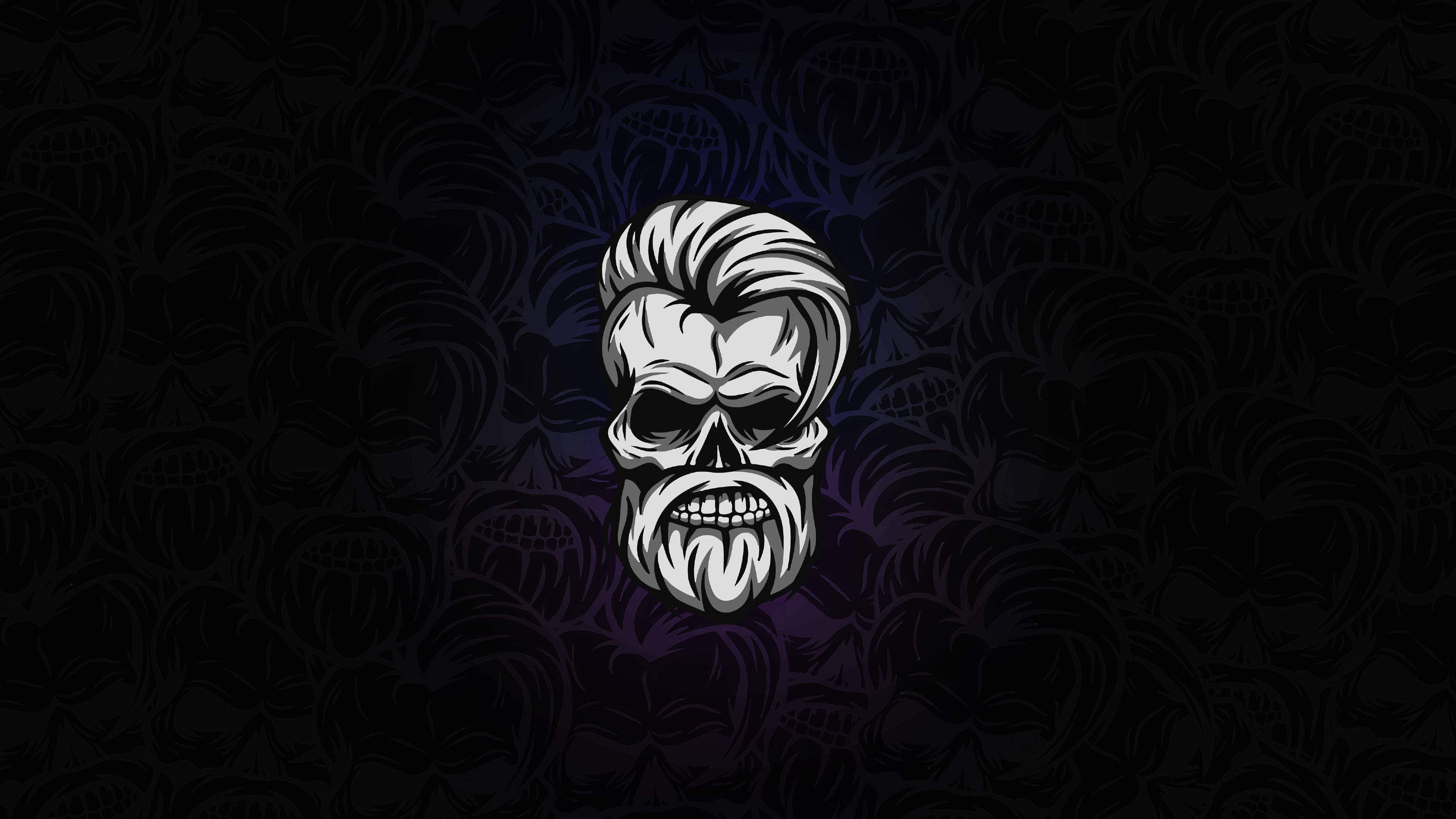 Fiery Skull With Beard Logo Wallpaper