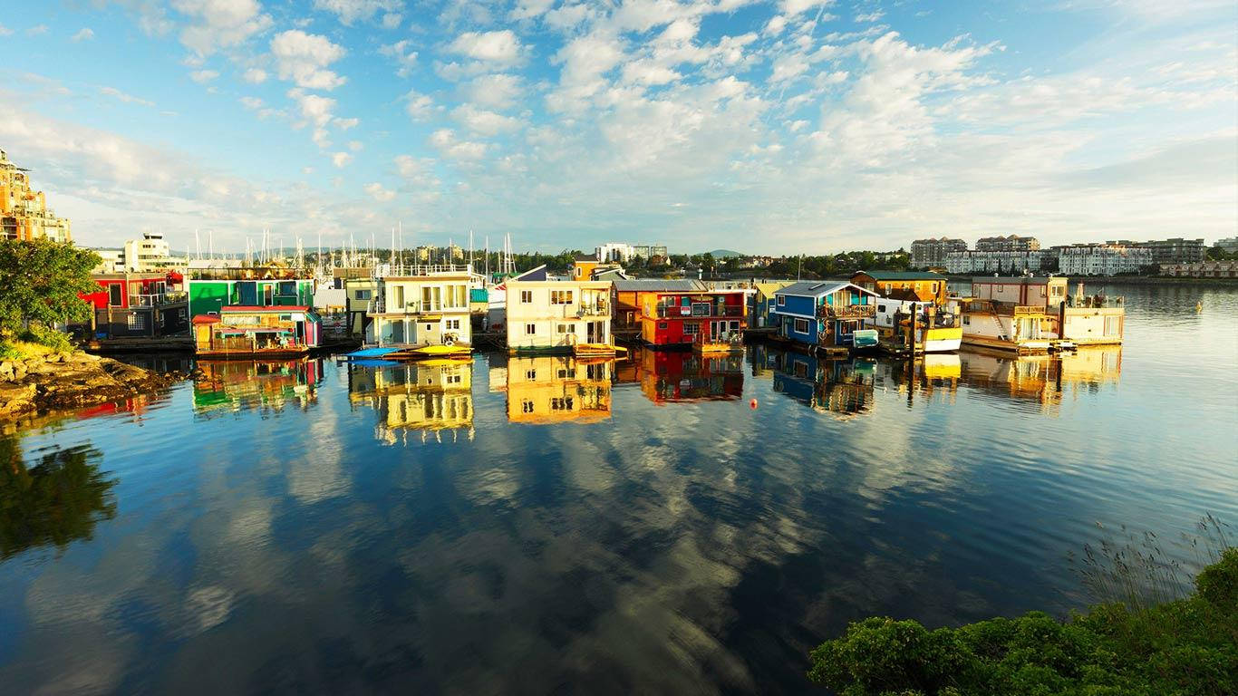 Fishermans Wharf Aesthetic Dock Houses Wallpaper