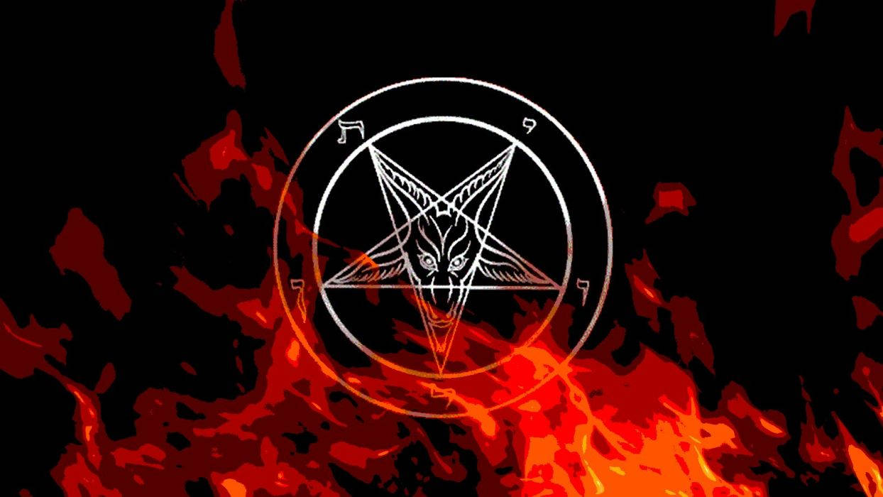 Flaming Satanic Occult Symbol Wallpaper