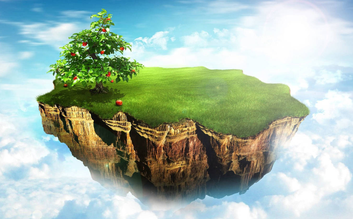 Floating Island 3d Nature Wallpaper