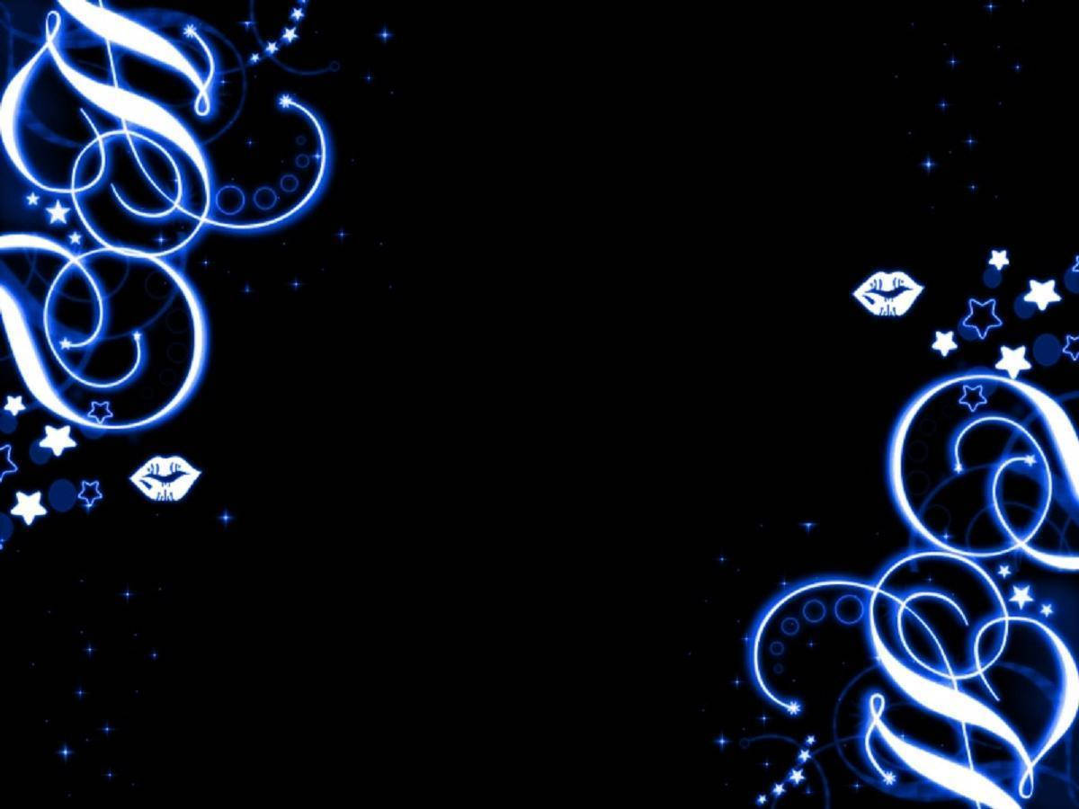 Floral Loop Frame For Black And Blue Background Wallpaper