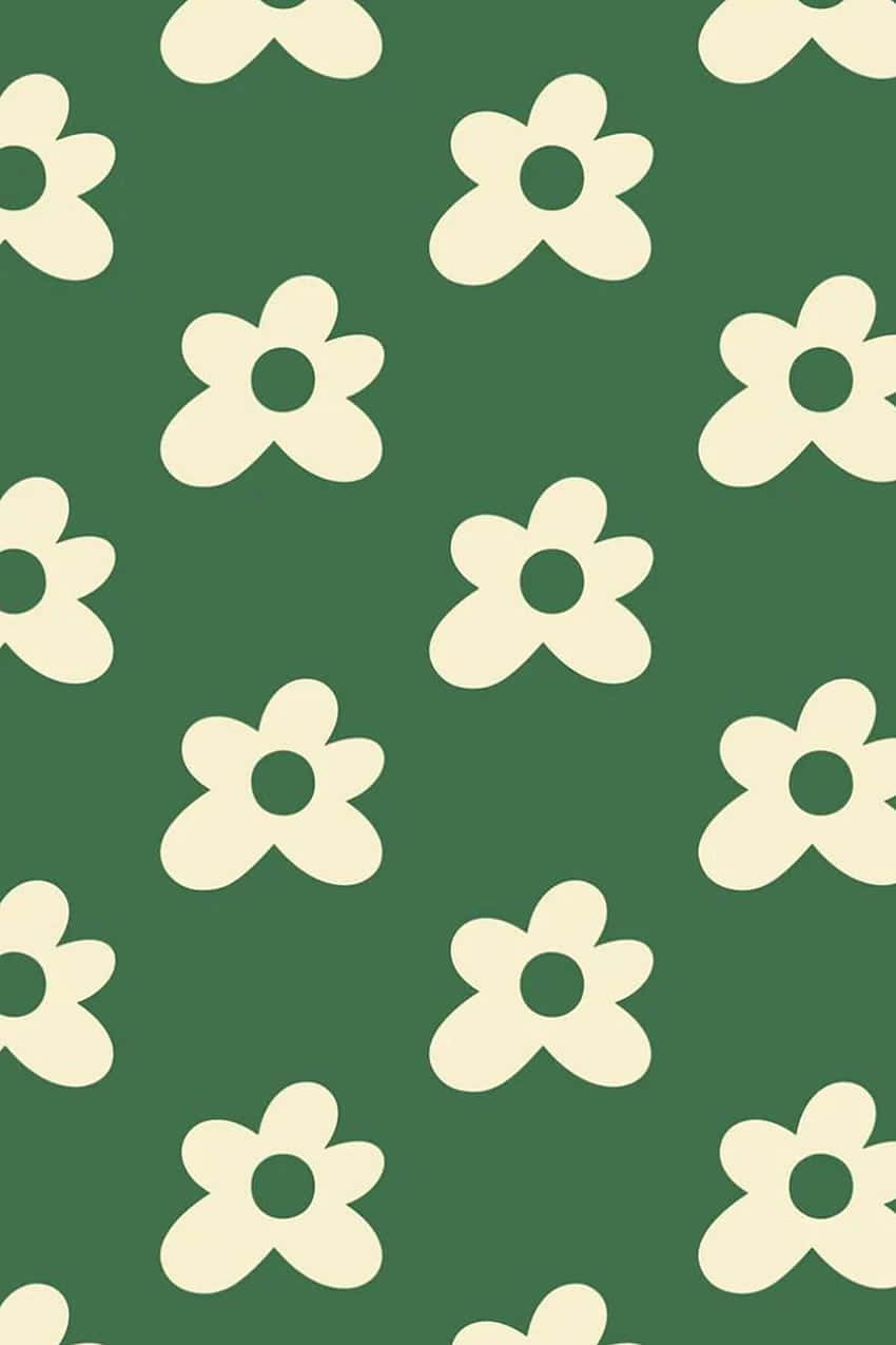 Flower Design In Cute Sage Green Wallpaper