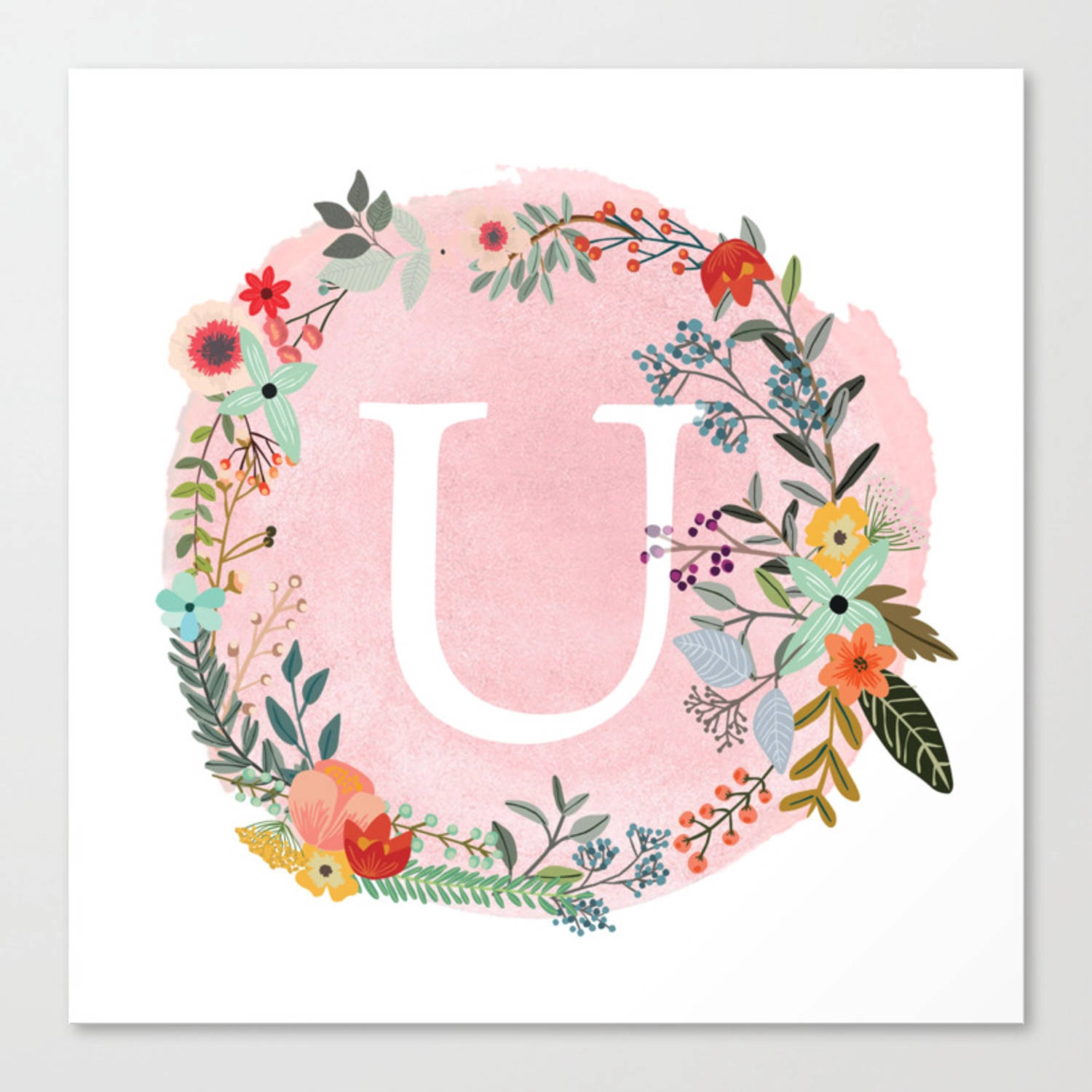 Flower Wreath Letter U Wallpaper