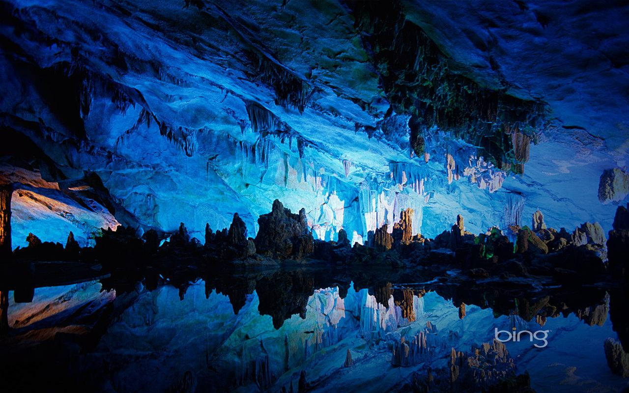 Fluorescent Blue Cave Bing Wallpaper