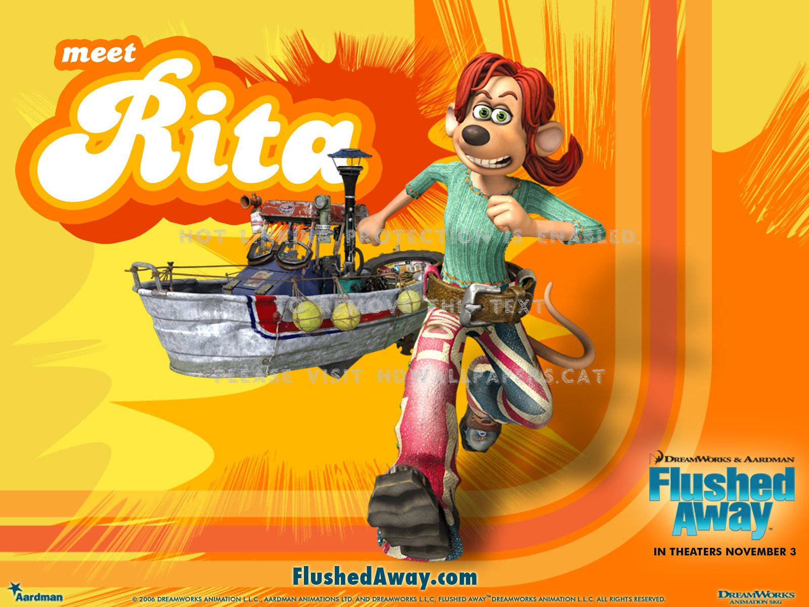 Flushed Away Rita Orange Poster Wallpaper