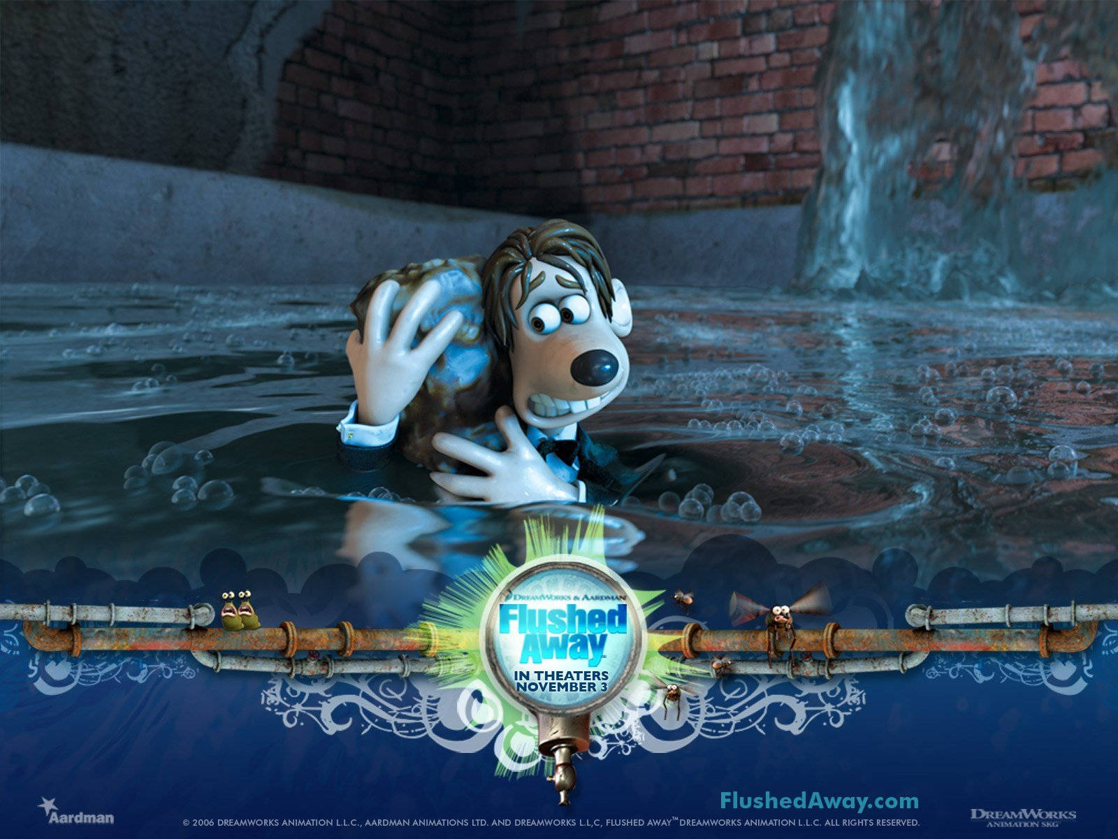 Flushed Away Roddy In Water Wallpaper