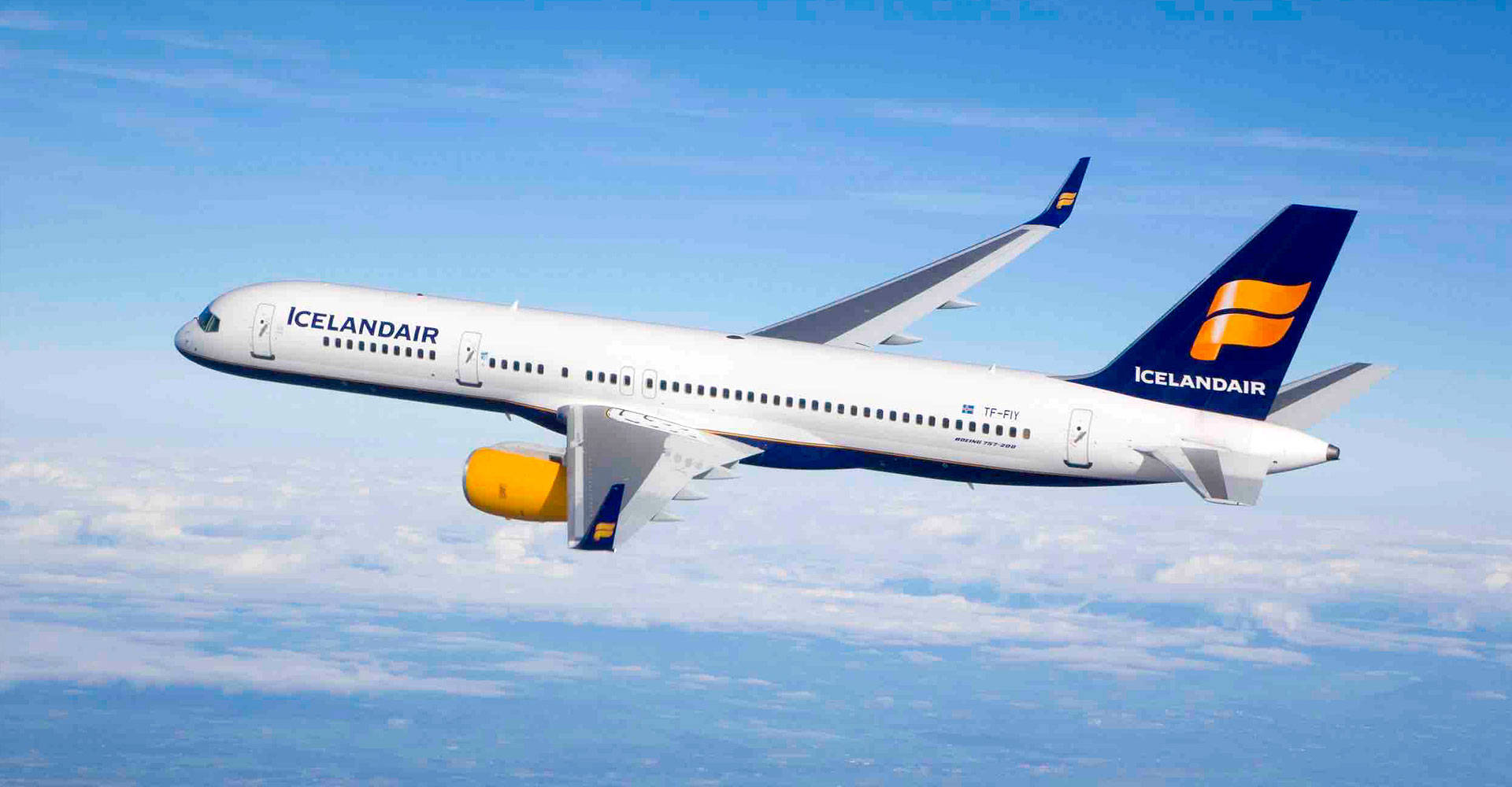 Flying Icelandair Airplane In The Sky Wallpaper