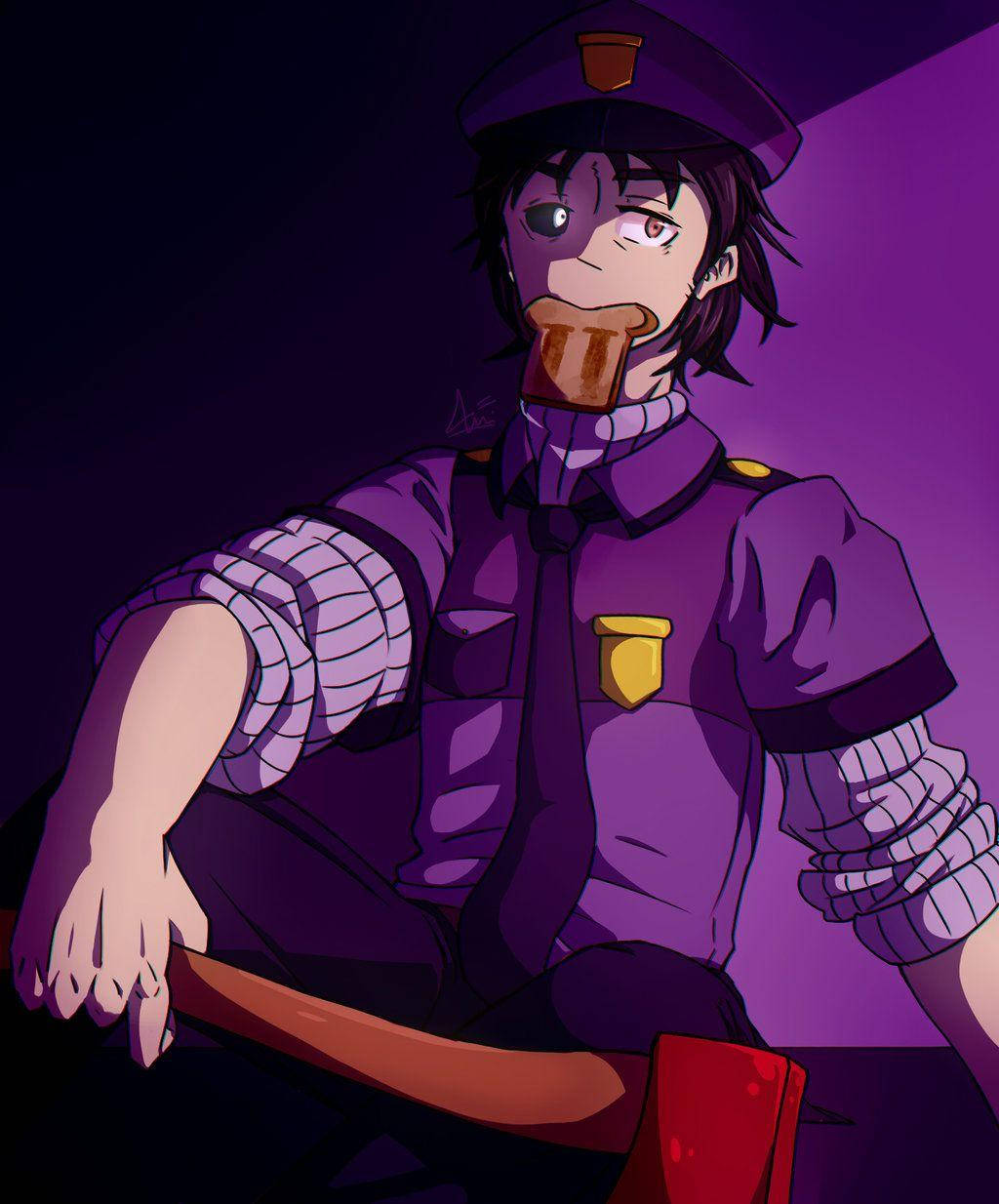 Fnaf Purple Guy Anime Fanart Wallpaper