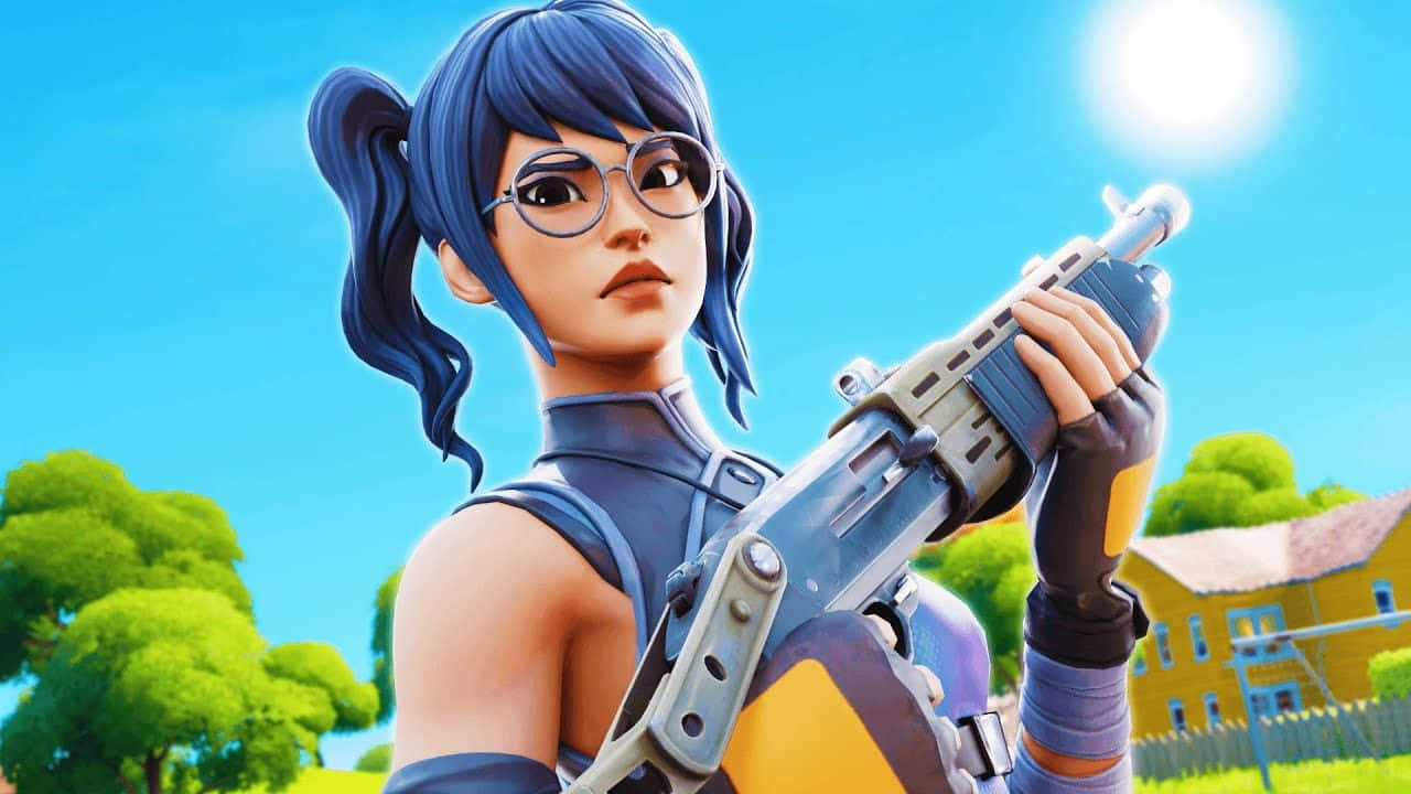 Fortnite - A Girl Holding A Gun Wallpaper