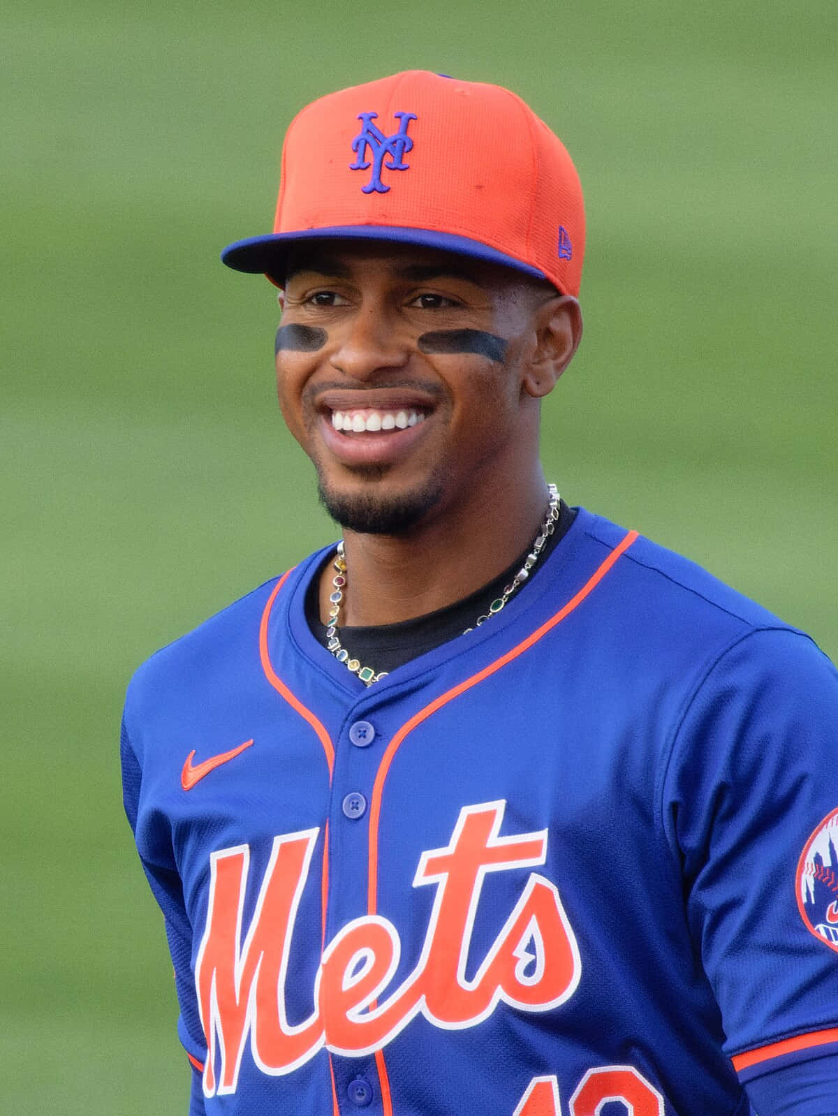 Francisco Lindor Smilingin Mets Uniform Wallpaper