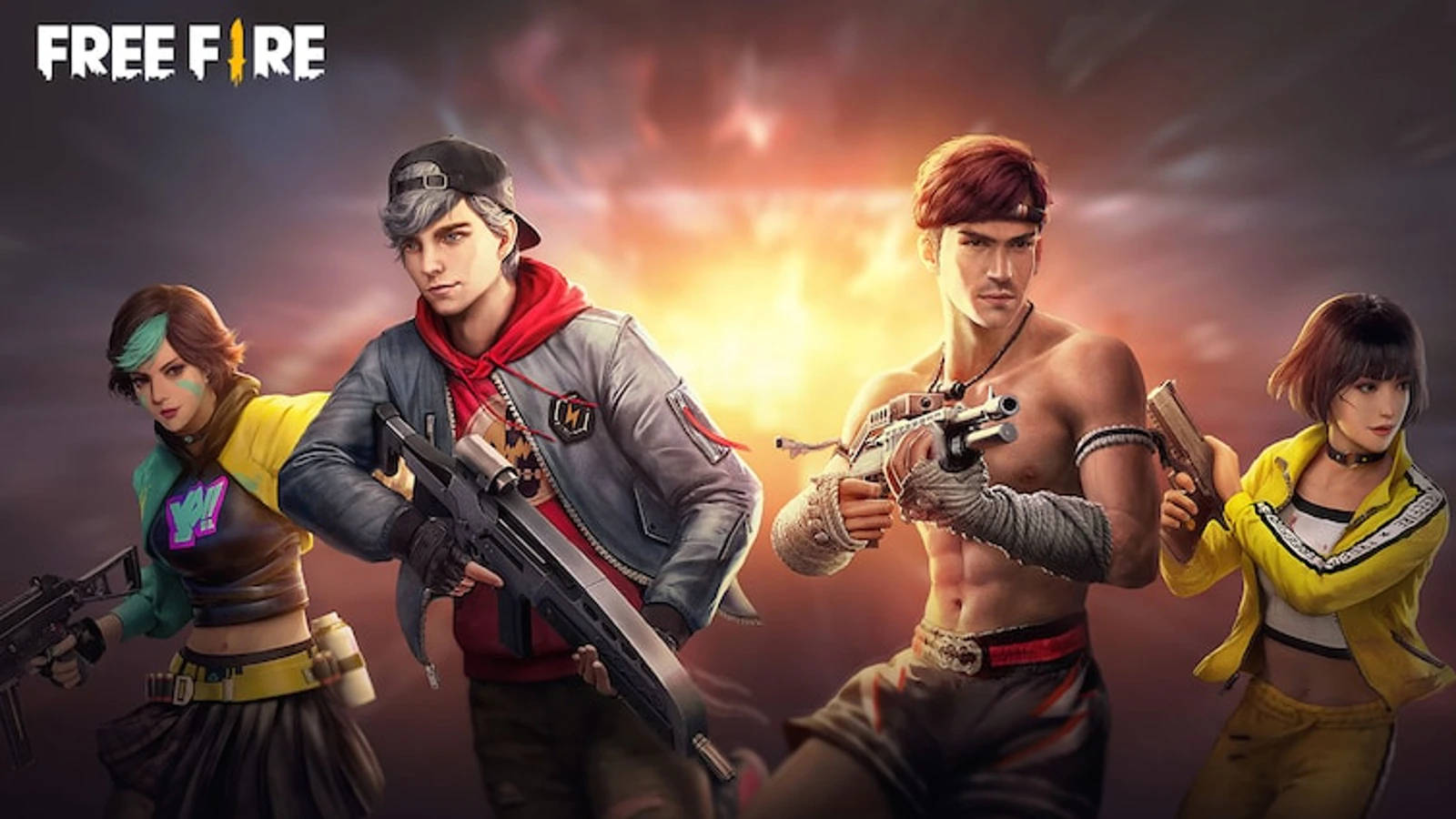 Free Fire Banner With Characters Wallpaper