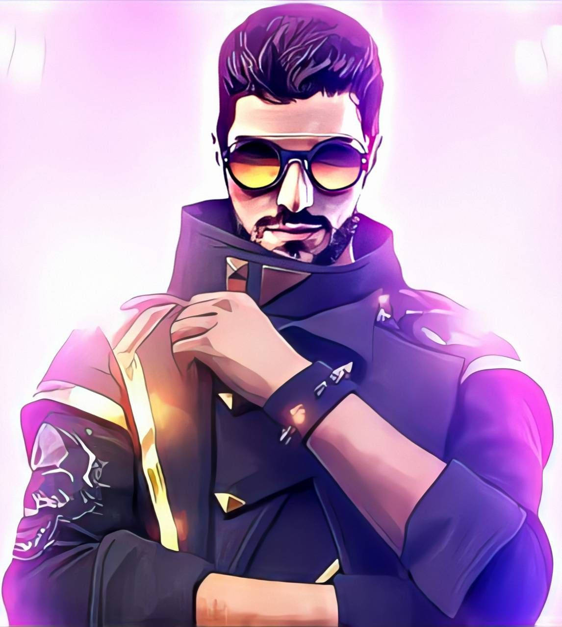 Free Fire Dj Alok Purple Backdrop Wallpaper