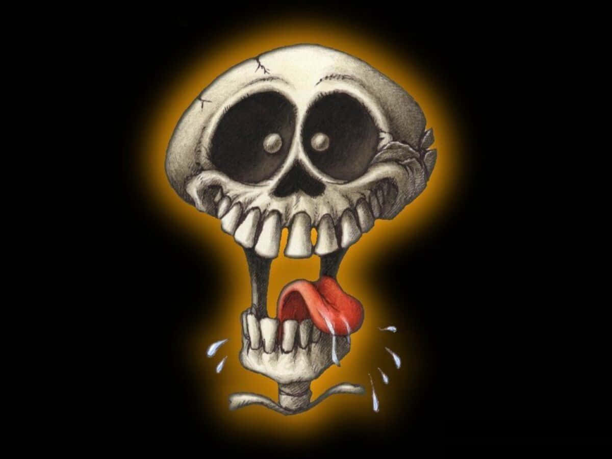 Frightening Halloween Skeleton In A Cemetery Wallpaper
