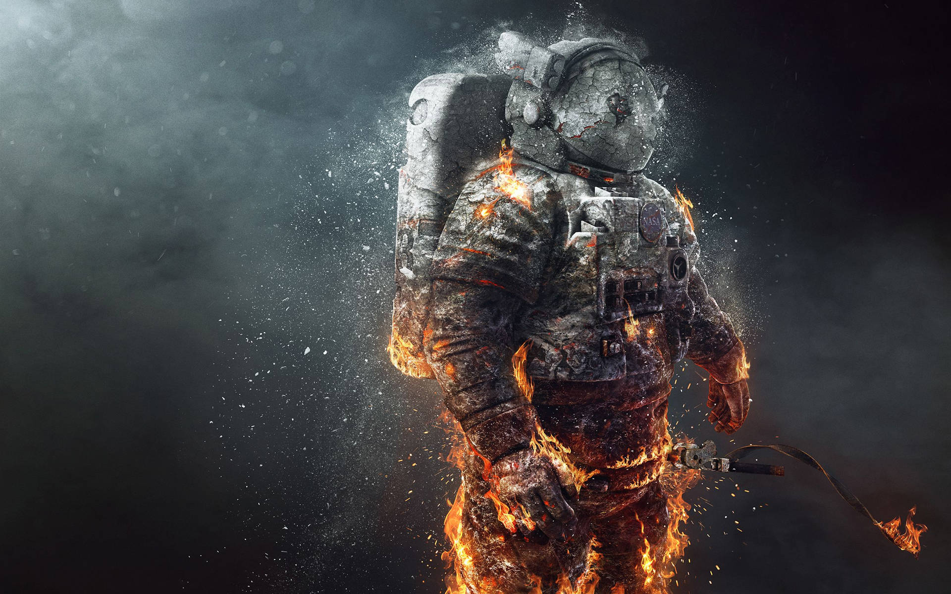 Frozen Burning Space Astronaut Wallpaper