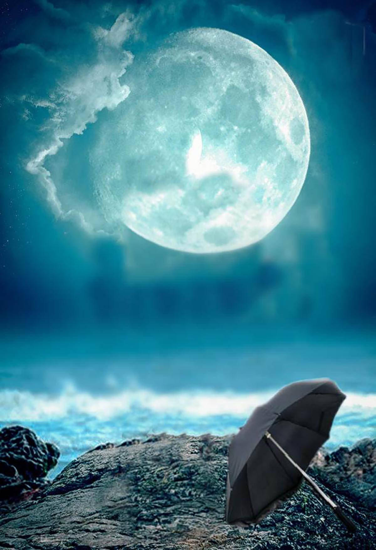 Full Moon Sea Picsart Wallpaper